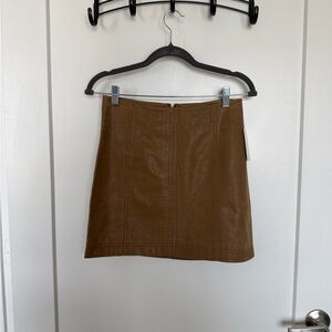 Free People Caramel Faux-Leather Mini Skirt
